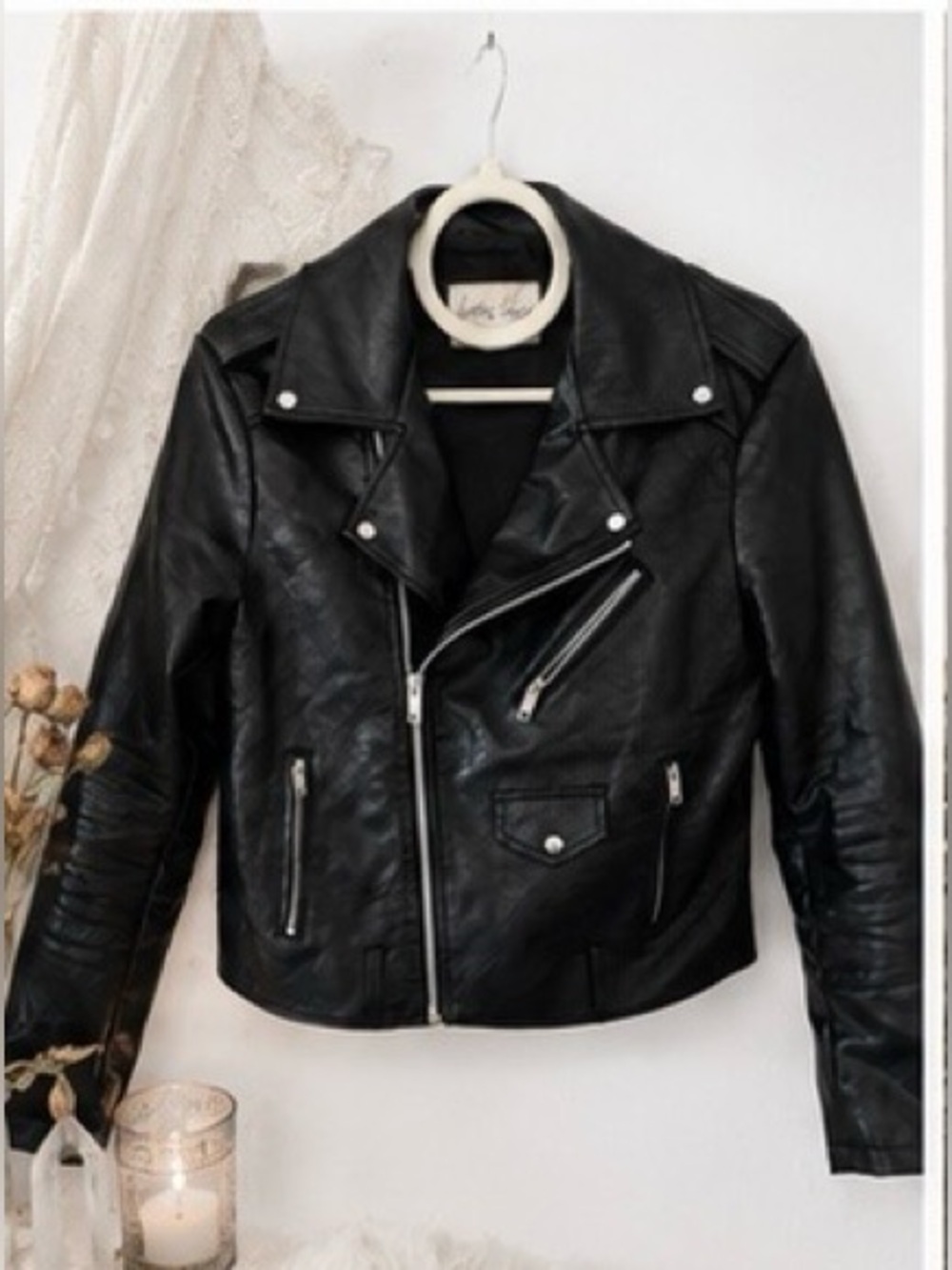 Little Lies Faux Black Leather Moto Jacket